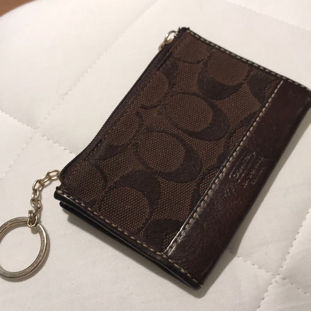 Brown Coach Mini ID Skinny Keychain